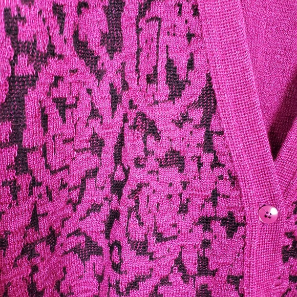 Alfred Sung Magenta Oversized Embroidered Wool Blend Cardigan S - Picture 2 of 5